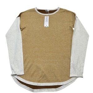 Smartwool Mustard and Cream Colorblock Long Sleeve Sweater